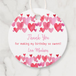 Wasserfarbenherzen zum Geburtstag Geschenkanhänger