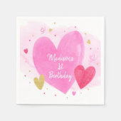 Wasserfarbenherzen zum Geburtstag Serviette (Vorderseite)