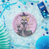 Wasserfarbenhexe Halloween-Junggeselinnen-Abschied Pappteller (Party)