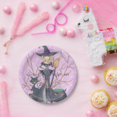 Wasserfarbenhexe Halloween-Junggeselinnen-Abschied Pappteller (Party)