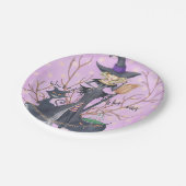 Wasserfarbenhexe Halloween-Junggeselinnen-Abschied Pappteller (Schrägansicht)