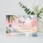 Wasserfarbenhochzeit am tropischen Strand RSVP Karte (Stehend Vorderseite)