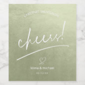 Wasserfarbenhochzeit Danke, Sage Green ID786 Weinetikett (Einzelnes Label)