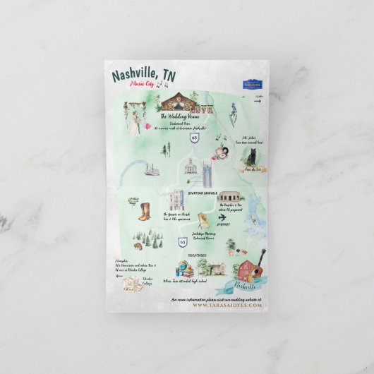 Wasserfarbenhochzeit Datum speichern | Nashville Ankündigung (Innenseite)