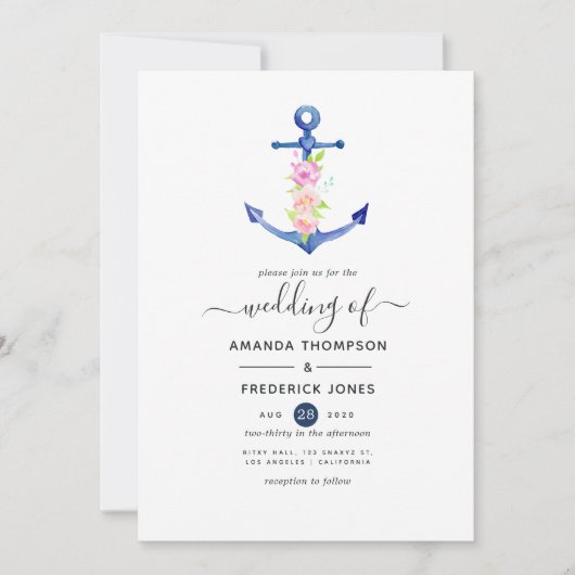 Wasserfarbenhochzeit Einladung (Vorderseite)