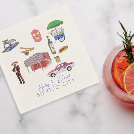 Wasserfarbenhochzeit in Mexico City Serviette