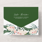 Wasserfarbenhochzeit in tropischem Rosa All In One Einladung (Rückseite)