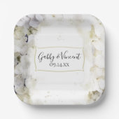 Wasserfarbenhochzeit mit weißem Hydrangea Pappteller (Vorderseite)