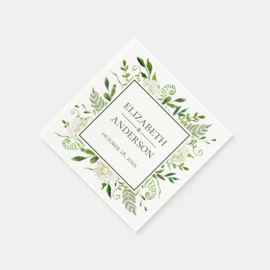 Wasserfarbenhochzeit mit weißem Hydrangeas Serviette (Ecke)