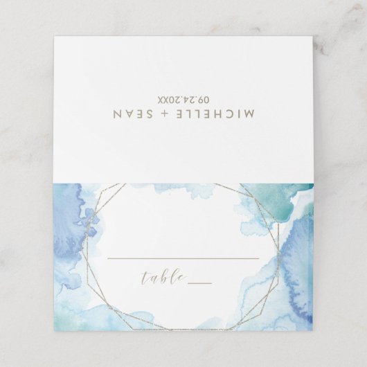 Wasserfarbenhochzeit Platzkarte (Außenseite Aufgefaltet)