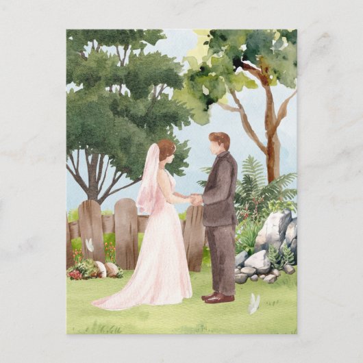 Wasserfarbenhochzeit Postkarte (Vorderseite)