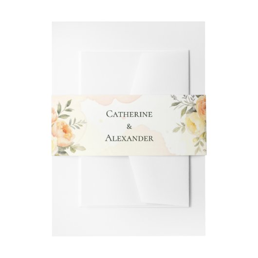 Wasserfarbenhochzeit rustikal einladungsbanderole (Vorderseite Beispiel)