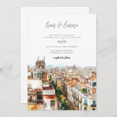 Wasserfarbenhochzeit von Barcelona Einladung (Vorne/Hinten)