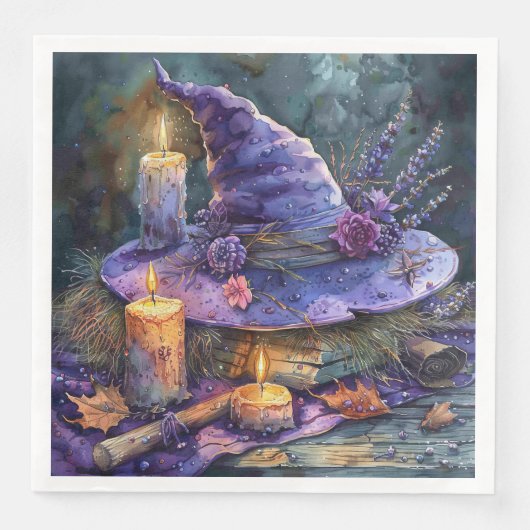 Wasserfarbenhut mit Florals für Decoupage Serviette (Vorderseite)