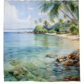 Wasserfarbeninsel Paradise Cove Duschvorhang (Vorderseite)