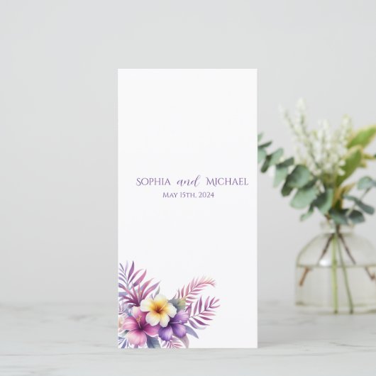 Wasserfarbeninsel Romance - Hochzeitsprogramm - (Stehend Vorderseite)