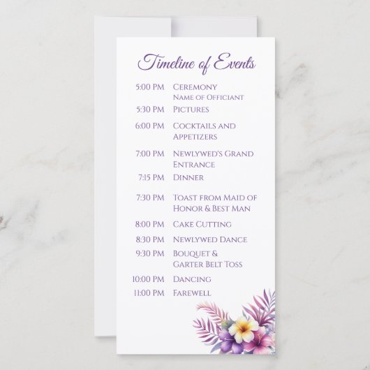 Wasserfarbeninsel Romance - Hochzeitsprogramm - (Rückseite)