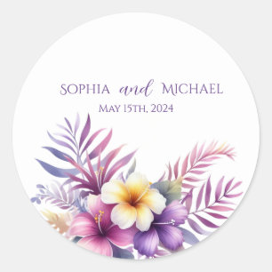 Wasserfarbeninsel Romance - Hochzeitsticker Runder Aufkleber