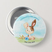 Wasserfarbenjunge Bunny Baby Showfarm Button (Vorne & Hinten)