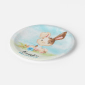 Wasserfarbenjunge Bunny Baby Showfarm Pappteller (Schrägansicht)