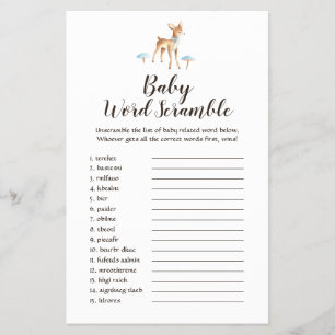 Wasserfarbenjunge Hirsche auf weißem Baby Word-Scr Flyer