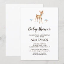 Wasserfarbenjunge Hirsche auf weißer Babydusche