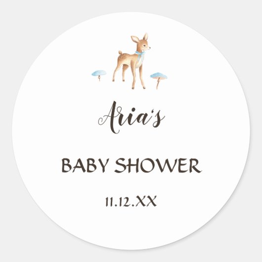 Wasserfarbenjunge Hirsche Weißer Duschkopf Umschla Runder Aufkleber (Vorderseite)