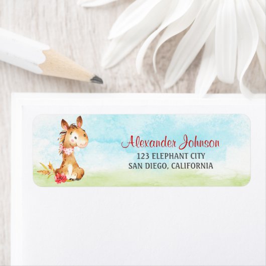 Wasserfarbenjunge Pferdeschwulstdusche (Insitu)