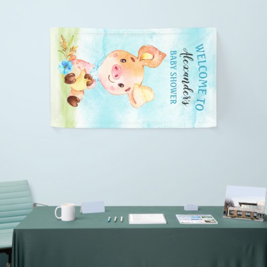 Wasserfarbenjunge Piggy Baby-Duschfarm Banner (Messeveranstaltung)