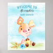 Wasserfarbenjunge Piggy Baby-Duschfarm Poster (Vorne)