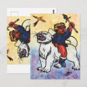 Wasserfarbenjunge Riesenfahrten mit dem Power der  Postkarte (Vorne/Hinten)