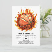 Wasserfarbenjunge Whimsical Basketball Geburtstag Einladung (Stehend Vorderseite)