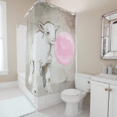 Wasserfarbenjunge Ziege mit Bubblegum Duschvorhang (Beispiel)