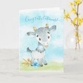 Wasserfarbenjunge Ziegenfarm Karte (Gelbe Blume)