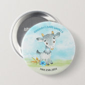 Wasserfarbenjunge Ziegenjunge-Babyduschfarm Button (Vorne & Hinten)