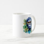 WasserfarbenJungle Gorilla mit Sonnenbrille und Bl Kaffeetasse (VorderseiteRechts)