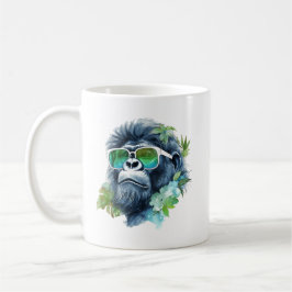 WasserfarbenJungle Gorilla mit Sonnenbrille und Bl Kaffeetasse