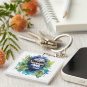 WasserfarbenJungle Gorilla mit Sonnenbrille und Bl Schlüsselanhänger (Vorderseite rechts)