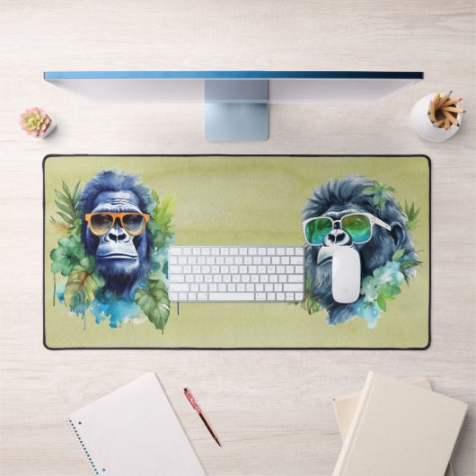WasserfarbenJungle Gorilla mit Sonnenbrille und Bl Schreibtischunterlage (Büro 1)