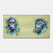 WasserfarbenJungle Gorilla mit Sonnenbrille und Bl Schreibtischunterlage (Vorderseite)