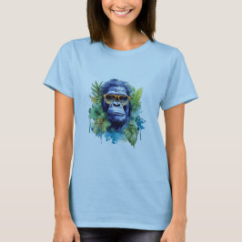 WasserfarbenJungle Gorilla mit Sonnenbrille und Bl T-Shirt