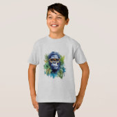 WasserfarbenJungle Gorilla mit Sonnenbrille und Bl T-Shirt (Vorne ganz)