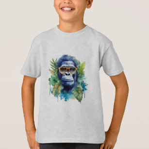 WasserfarbenJungle Gorilla mit Sonnenbrille und Bl T-Shirt