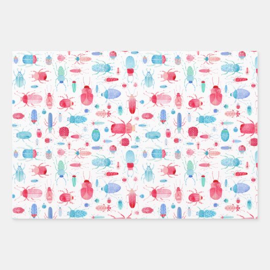 Wasserfarbenkäfer Geschenkpapier Set (Vorderseite)