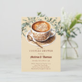 Wasserfarbenkaffee | Einladung zur Dusche für Paar (Stehend Vorderseite)