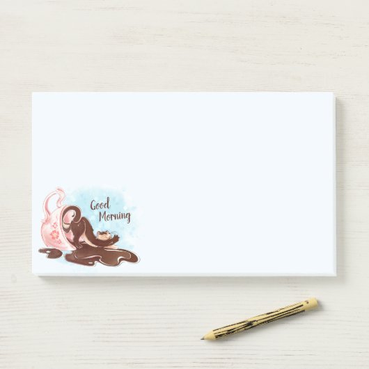 Wasserfarbenkaffee Post-it Klebezettel (Auf Schreibtisch)