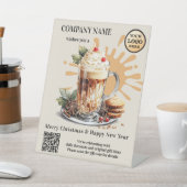 Wasserfarbenkaffee Weihnachtslogo Sockelschild (In SItu)