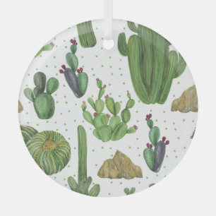 Wasserfarbenkakteen, nahtlose natürliche Muster. Ornament Aus Glas