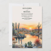 Wasserfarbenkakteen Wedding, Boho Zielort ,Nat Einladung (Vorderseite)