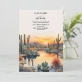 Wasserfarbenkakteen Wedding, Boho Zielort ,Nat Einladung (Stehend Vorderseite)